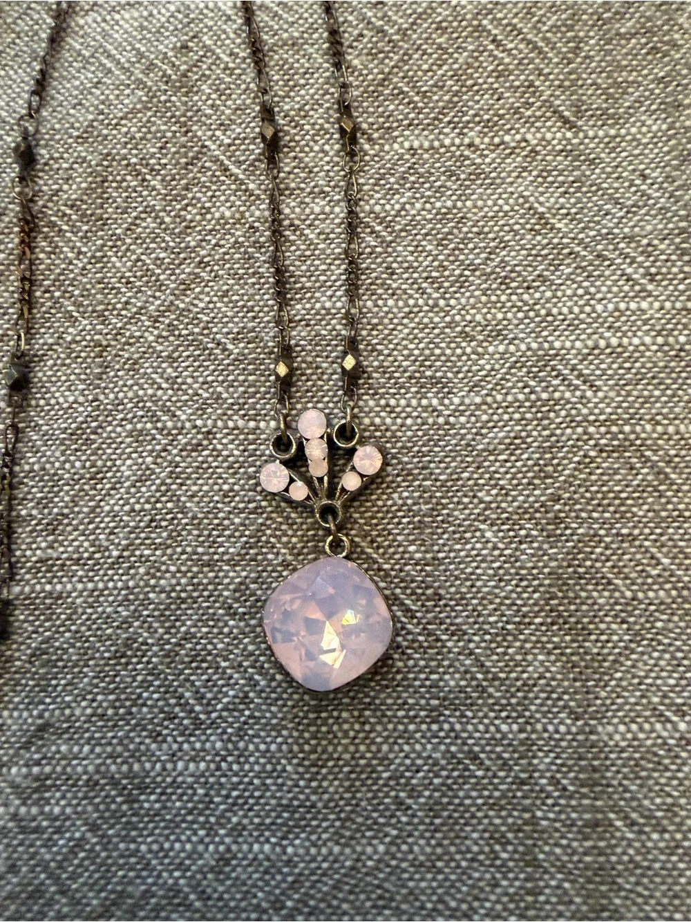 Vintage Anne Koplik Pink Opal-Style Floral Pendant Necklace - Women's Jewelry